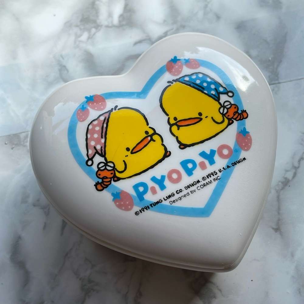 Vintage Piyo Piyo 1995 Heart trinket container - AS IS